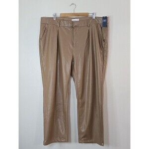 Abercrombie & Fitch Faux Leather Pants Womens Plus Size 36 22 Wide Leg Tailored